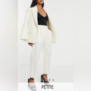 Topshop Petite clean straight trousers in ivory